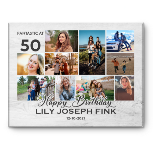 50th Birthday Photo Collage Canvas Print, 50th Birthday Gift