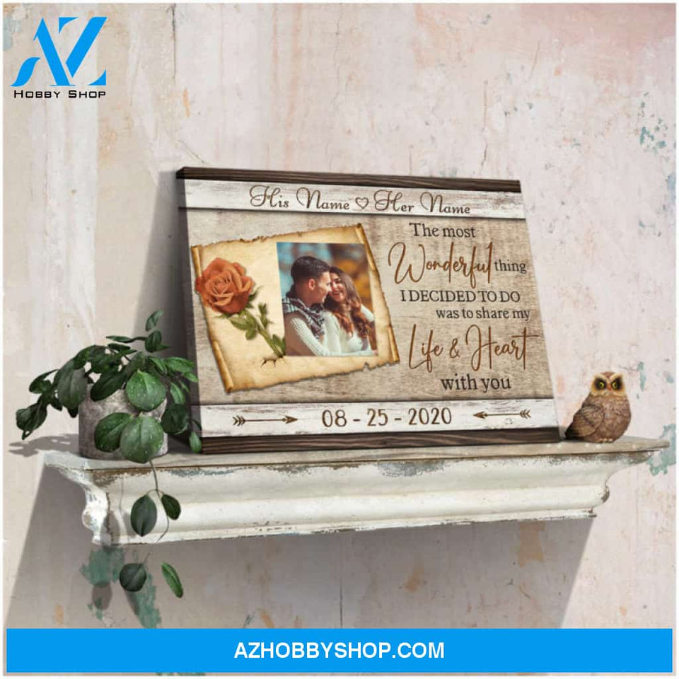 Thoughtful Wedding Gift The most wonderful thing Personalized Canvas Print
