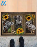 Three Koalas and SunFlower Doormat Indoor and Outdoor Mat Entrance Rug Sweet Home Decor Housewarming Gift Gift for Koala Lovers Wildlife Animals Lovers