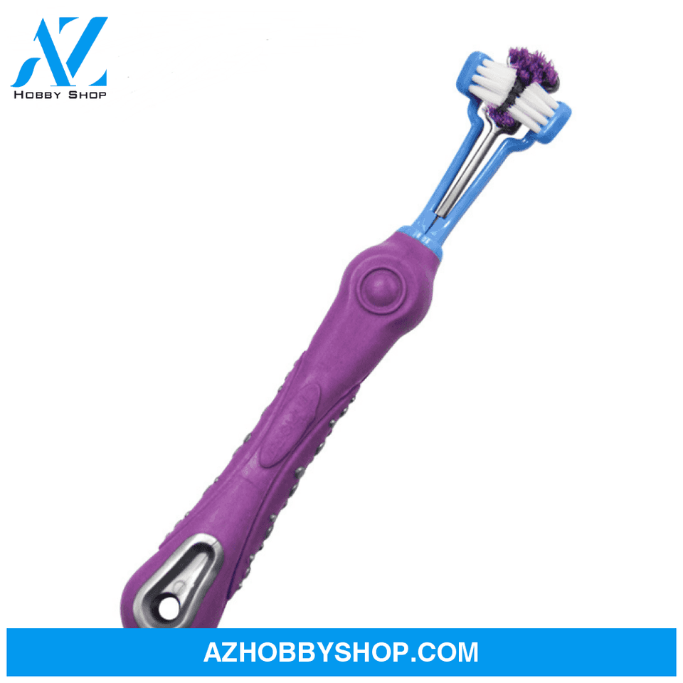 Three Sided Pet Toothbrush Dog Brush Bad Breath Tartar Teeth Care Violet