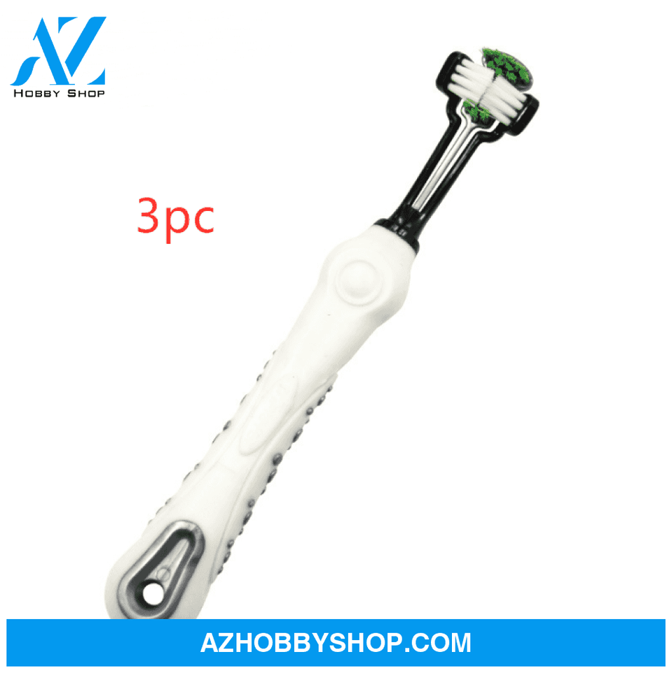 Three Sided Pet Toothbrush Dog Brush Bad Breath Tartar Teeth Care White3Pc