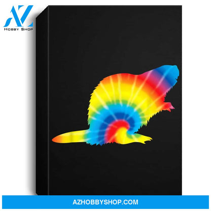 Tie Dye Beaver Rainbow Print Rodent Kit Hippie Peace Gift Portrait Canvas