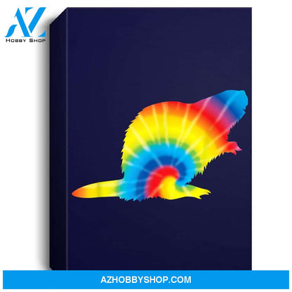 Tie Dye Beaver Rainbow Print Rodent Kit Hippie Peace Gift Portrait Canvas