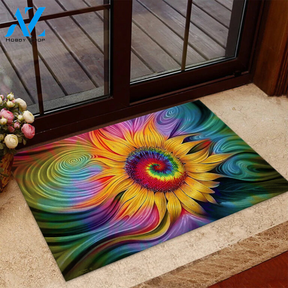 Tie Dye Sunflower Hippie Doormat | Welcome Mat | House Warming Gift