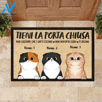 Tieni La Porta Chiusa Italian - Funny Personalized Cat Doormat 