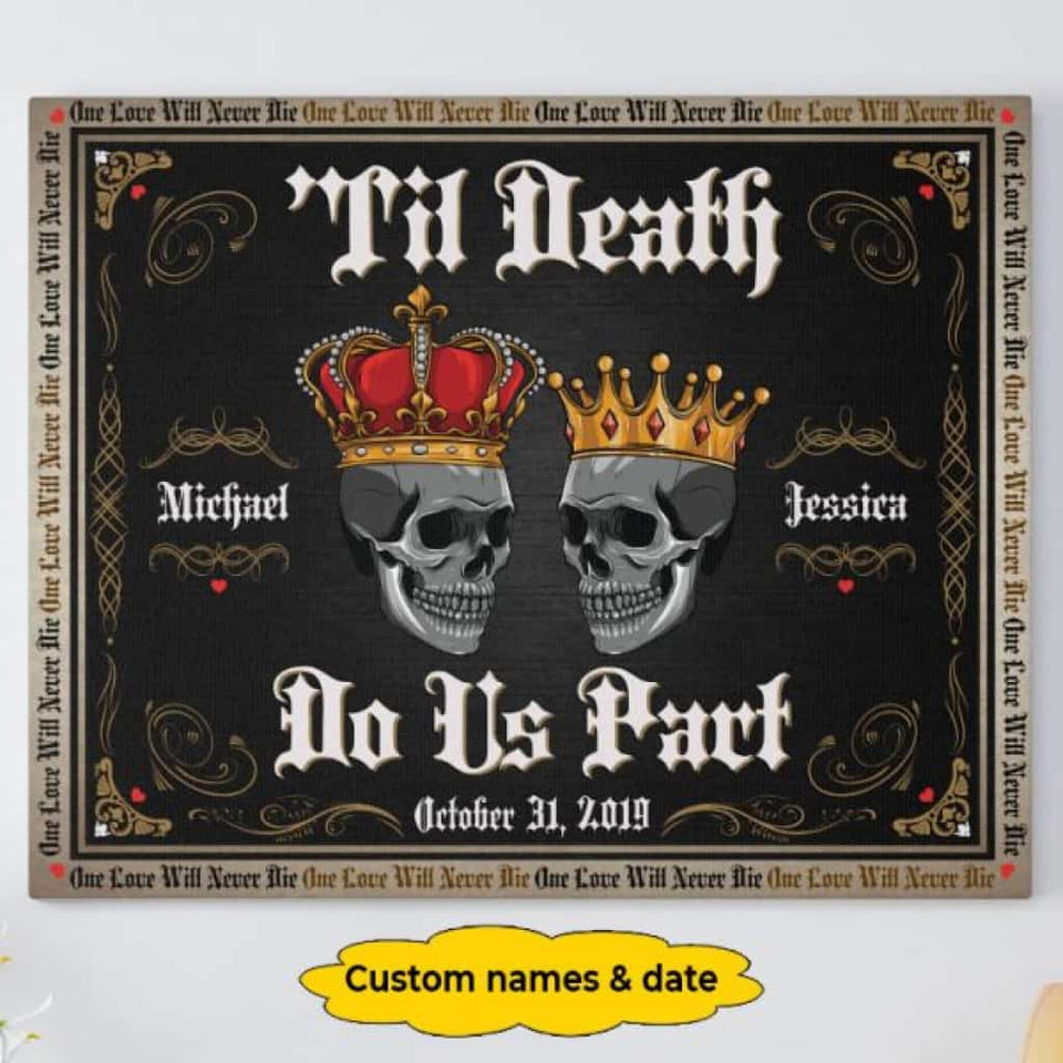 Til Death Do Us Part Canvas Gallery Wraps For Couple 18X12 Inches Canvass