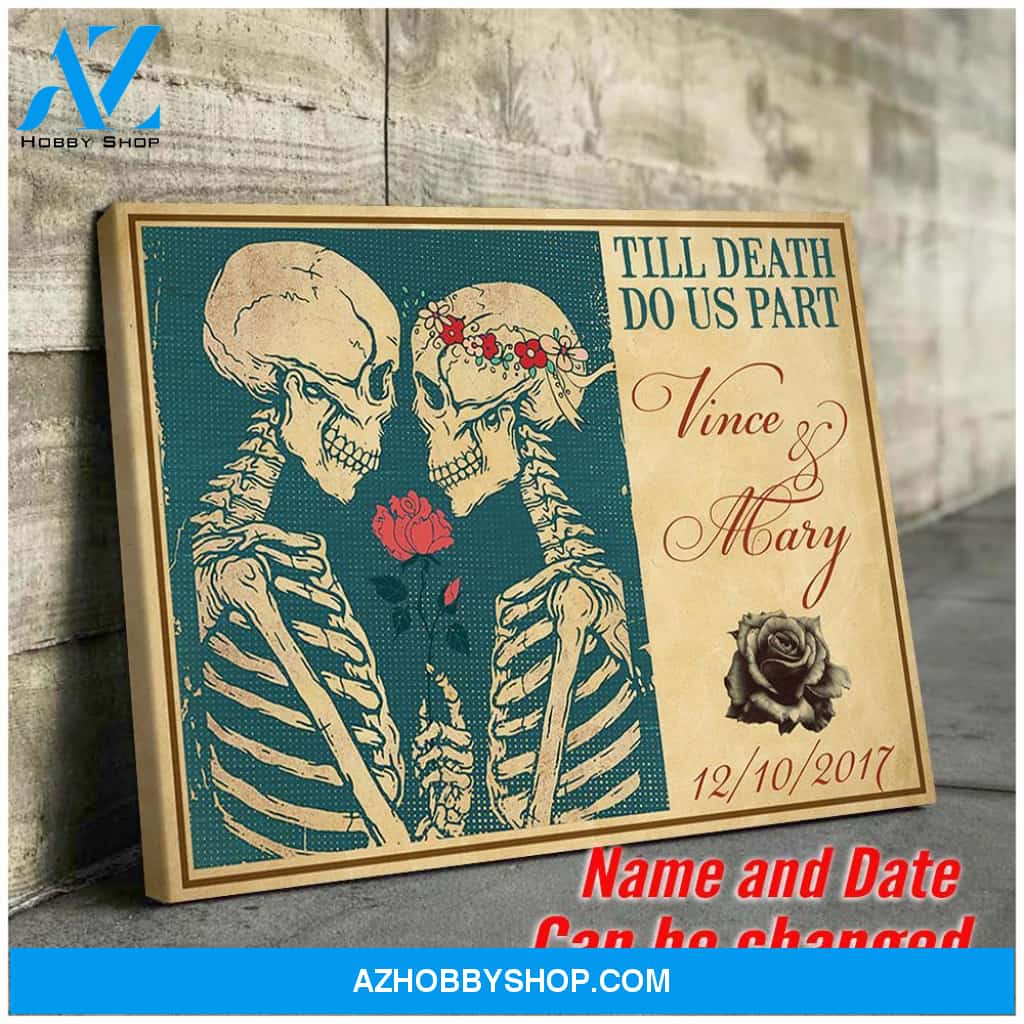 Till Death Do Us Part Skull Couple - Personalized Canvas