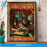 Time Spent With Books And Cats Is Never Wasted Canvas And Poster, Wall Decor Visual Art