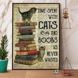 Time Spent With Cat And Book Is Never Wasted - Poster/Canvas