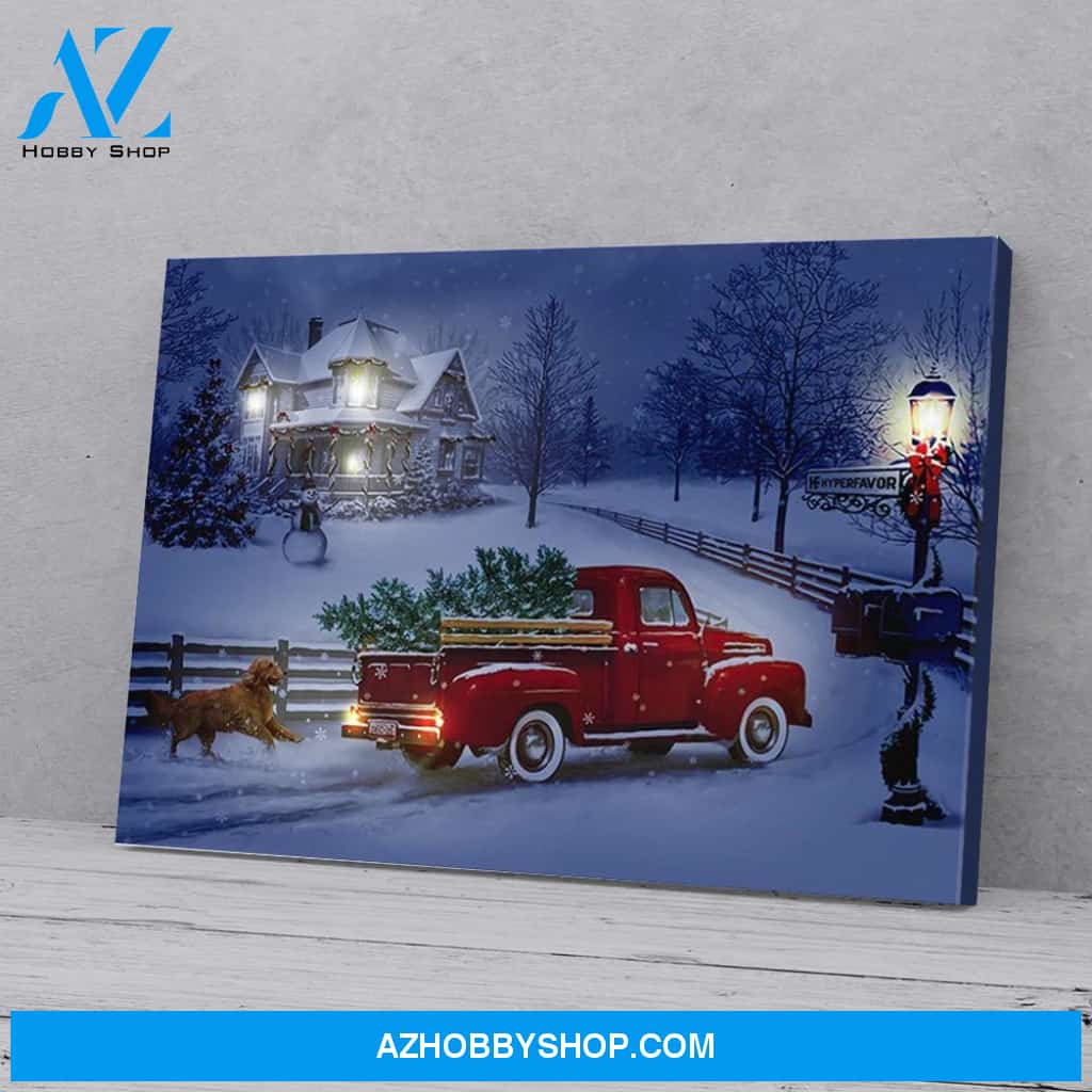 Time To Be Home Christmas Dog Canvas Wall Art