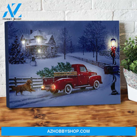 Time To Be Home Christmas Dog Canvas Wall Art