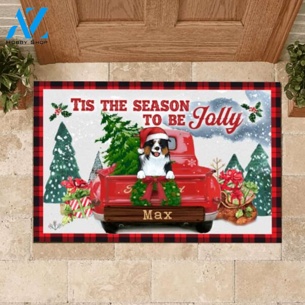 Tis The Season To Be Jolly, Personalized Dog Christmas - Doormat