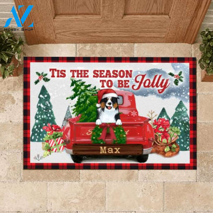 Tis The Season To Be Jolly, Personalized Dog Christmas - Doormat