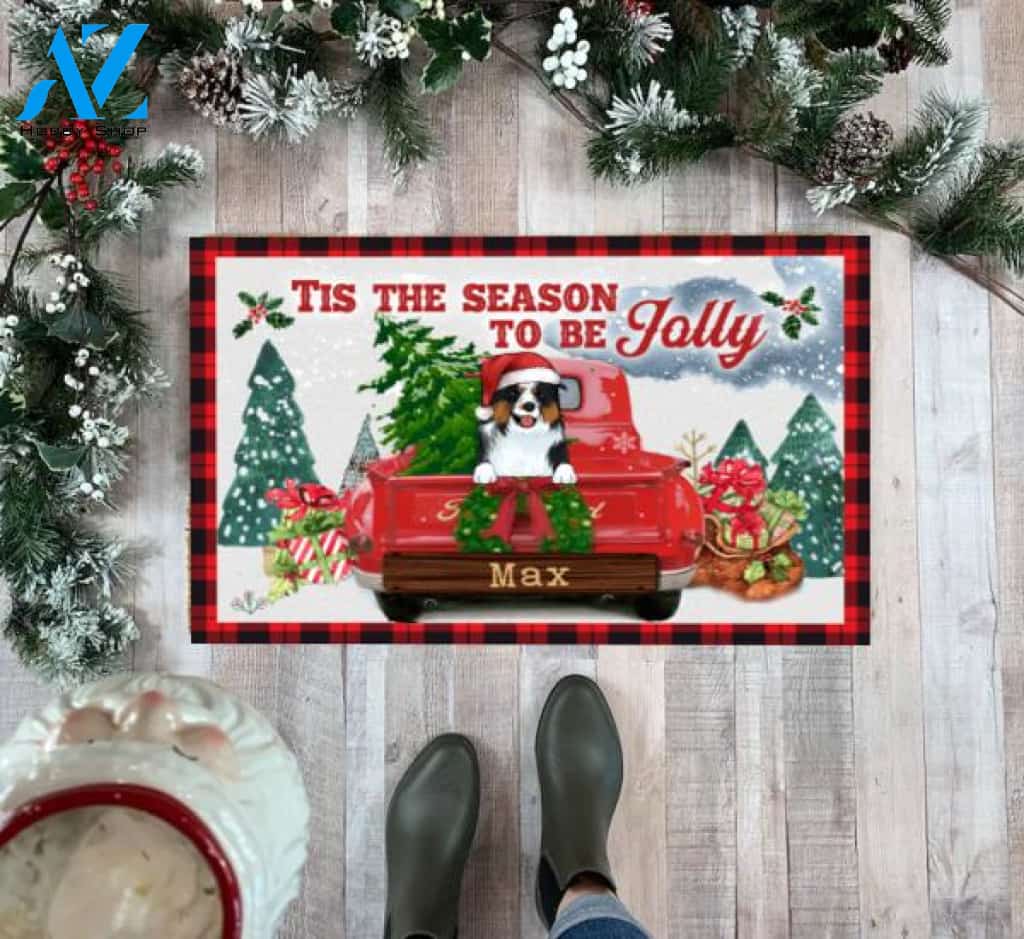 Tis The Season To Be Jolly, Personalized Dog Christmas - Doormat