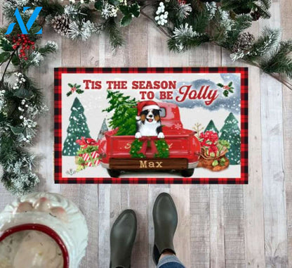 Tis The Season To Be Jolly, Personalized Dog Christmas - Doormat