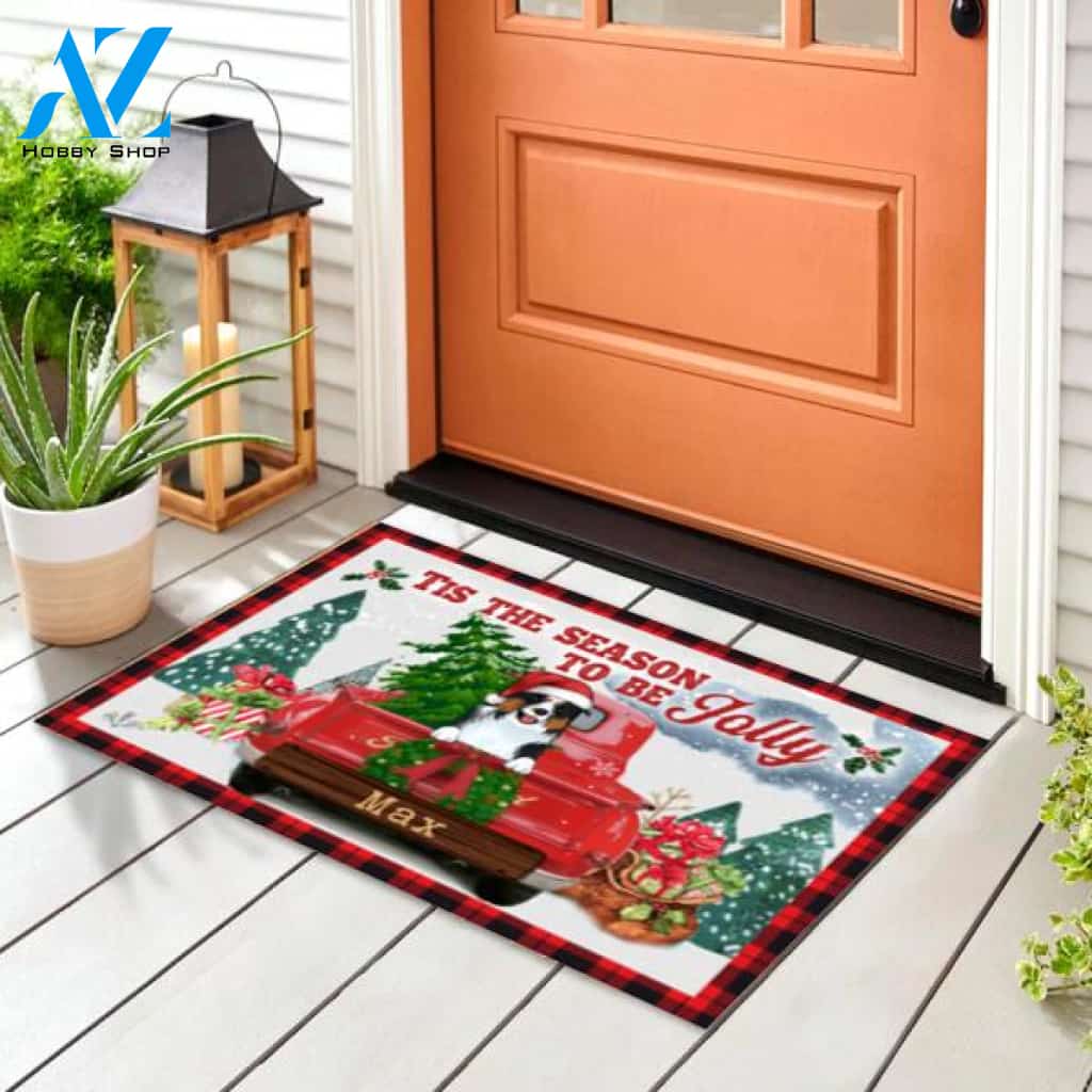 Tis The Season To Be Jolly, Personalized Dog Christmas - Doormat