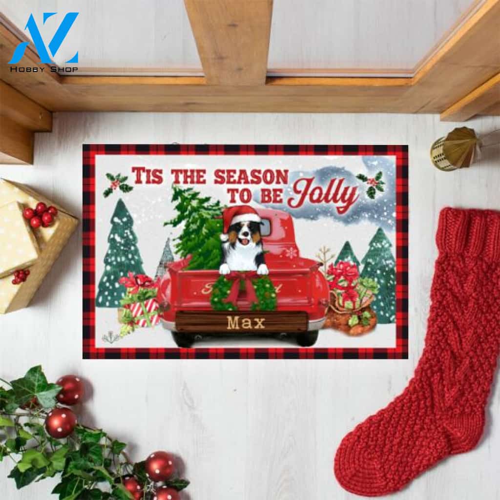 Tis The Season To Be Jolly, Personalized Dog Christmas - Doormat