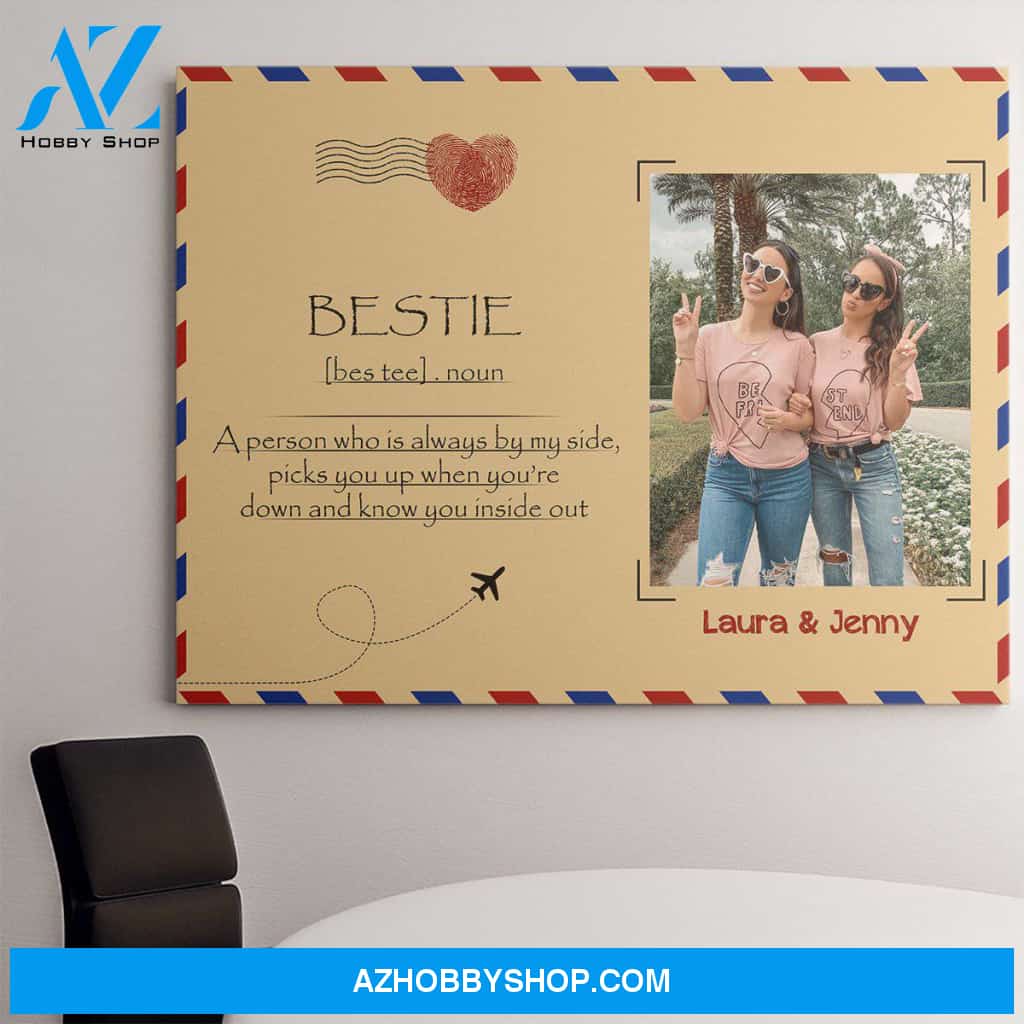 Personalized Canvas, To Bestie A Person By My Side Canvas Wall Art, Gift For Best Friends, Best Friend Birthday Gifts