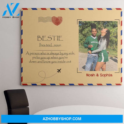 Personalized Canvas, To Bestie A Person By My Side Canvas Wall Art, Gift For Best Friends, Best Friend Birthday Gifts