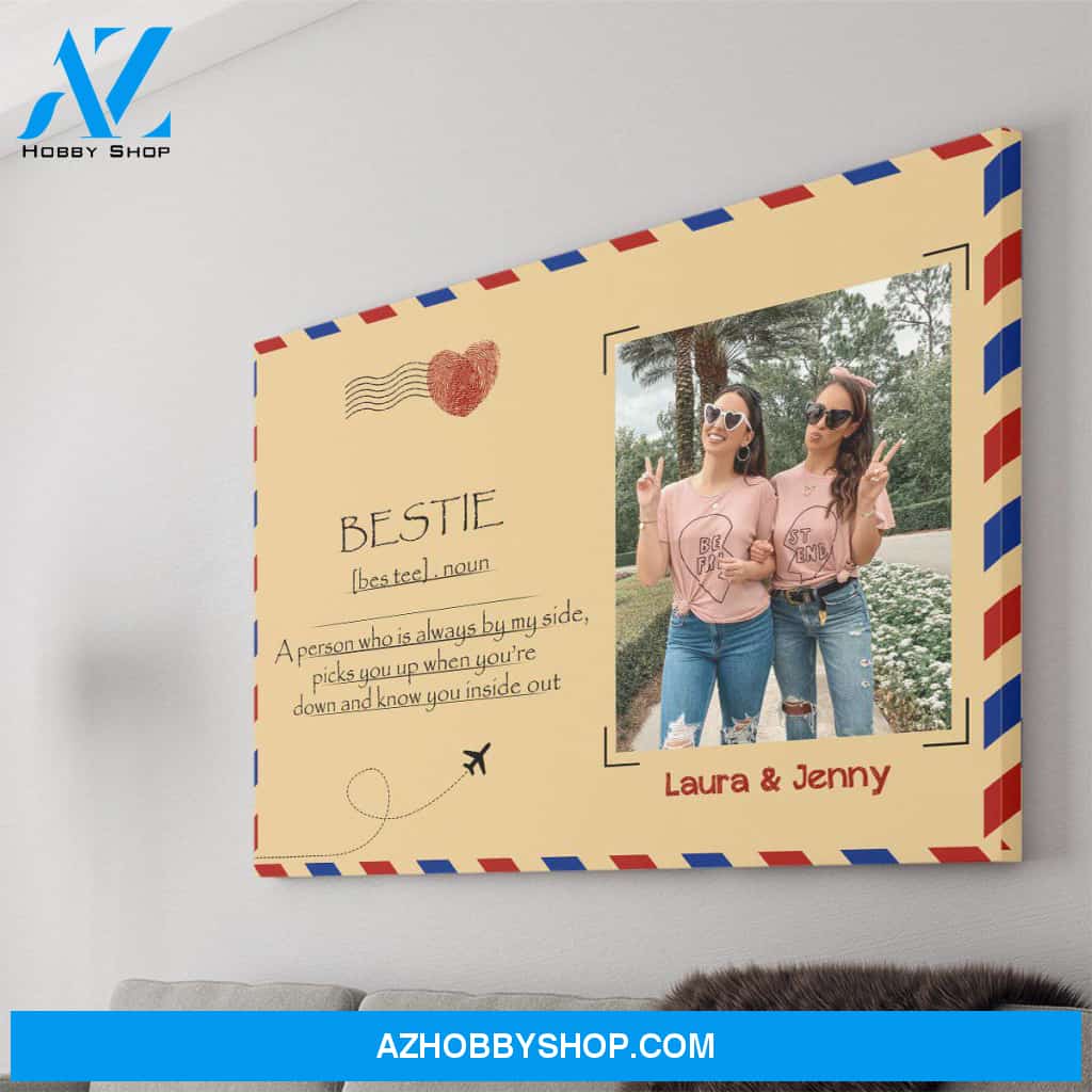 Personalized Canvas, To Bestie A Person By My Side Canvas Wall Art, Gift For Best Friends, Best Friend Birthday Gifts