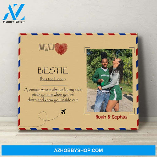 Personalized Canvas, To Bestie A Person By My Side Canvas Wall Art, Gift For Best Friends, Best Friend Birthday Gifts