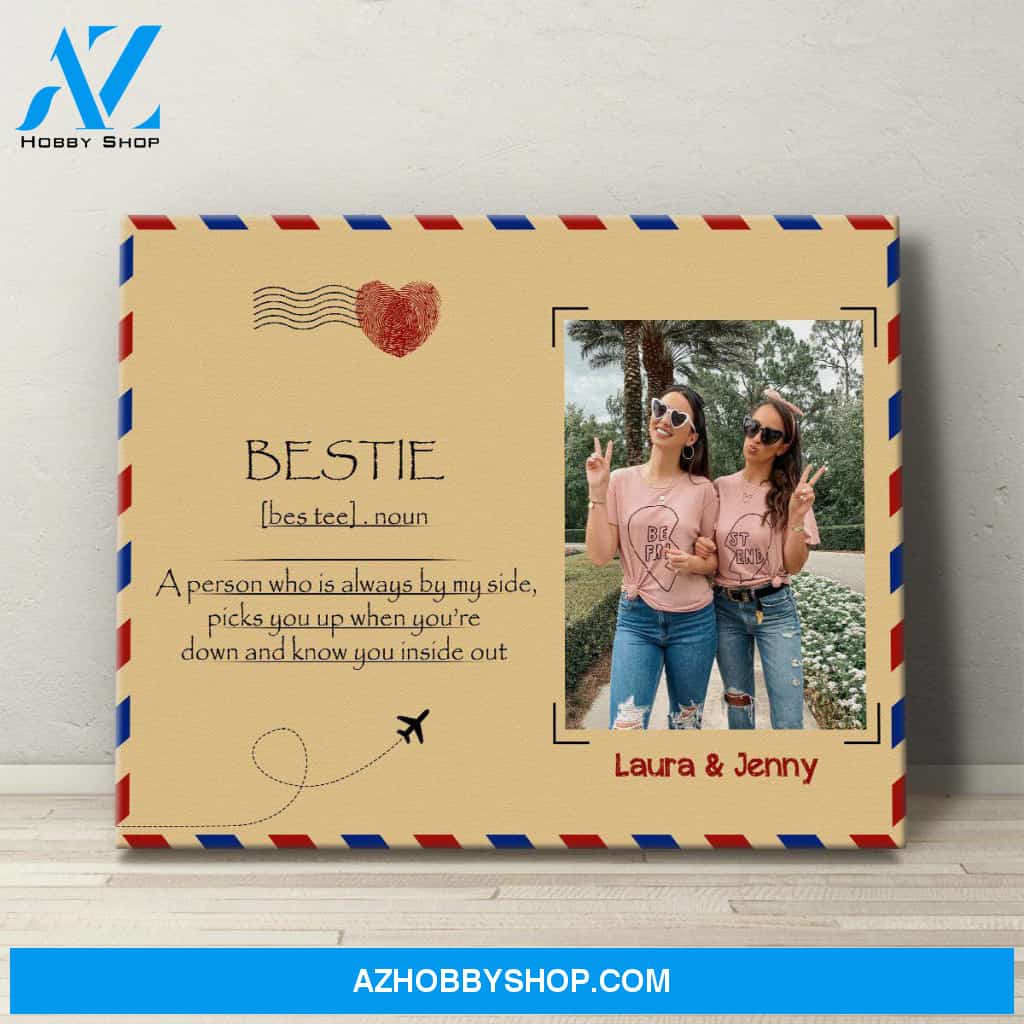 Personalized Canvas, To Bestie A Person By My Side Canvas Wall Art, Gift For Best Friends, Best Friend Birthday Gifts