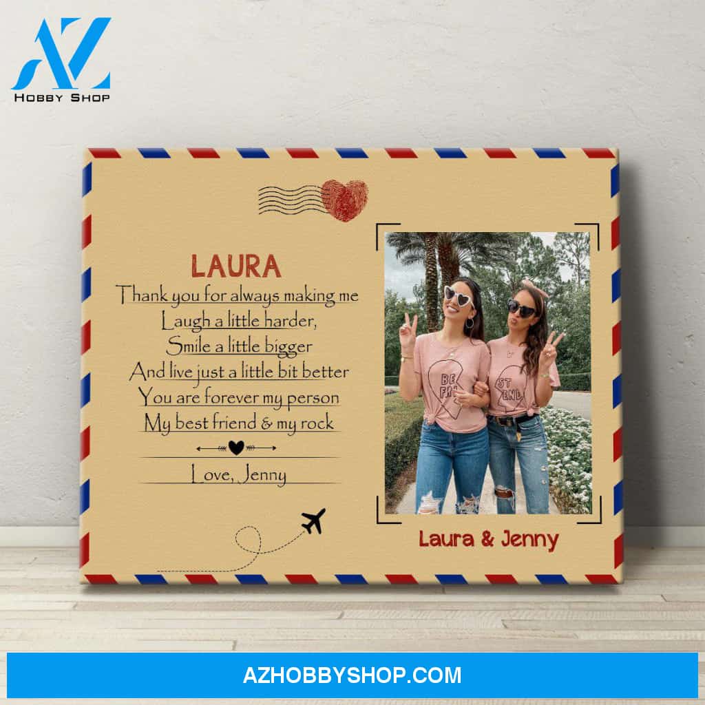 Personalized Canvas, To Bestie Thank You For Always Canvas Wall Art Gift Ideas For Friends