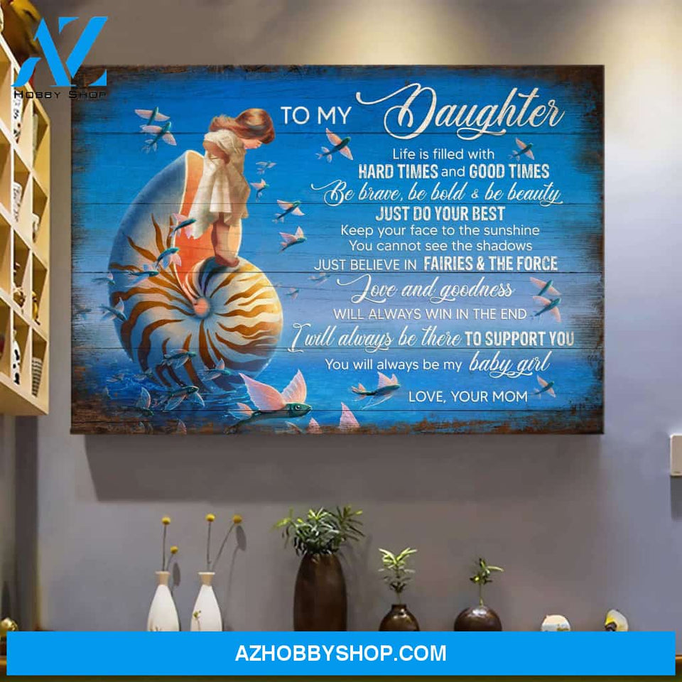 To daughter - A little girl standing on snail shell - You will always be my baby girl - Family Landscape Canvas Prints, Wall Art