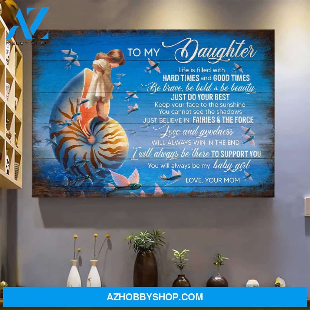 To daughter - A little girl standing on snail shell - You will always be my baby girl - Family Landscape Canvas Prints, Wall Art