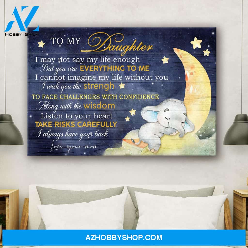 To daughter - Baby Elephant - I always have your back - Family Landscape Canvas Prints, Wall Art