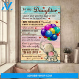 To daughter - Elephant with colorful balloons - Be awesome everyday - Family Portrait Canvas Prints, Wall Art