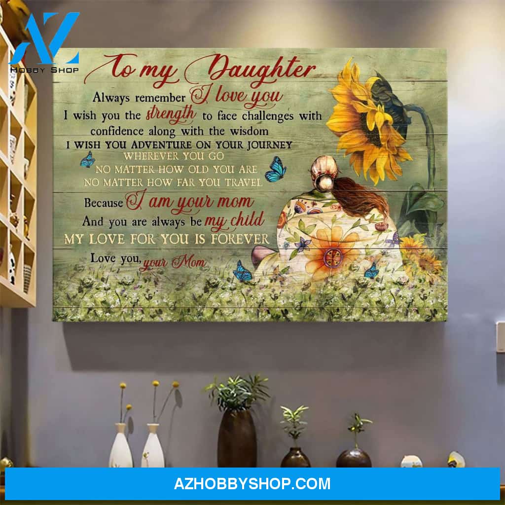 To daughter - Mom and daughter sitting under the sunflower - Family Landscape Canvas Prints - Wall Art