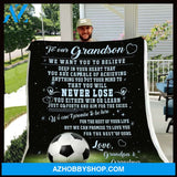 To Grandson Soccer Fleece Blanket From Grandpa And Grandma - Gift For Grandson | Family Blanket