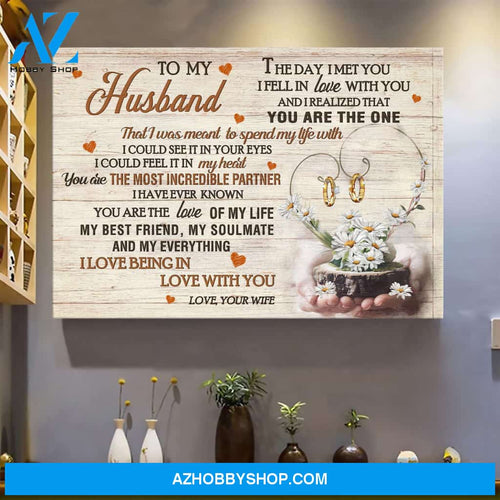To husband - Daisy heart and ring couple - I love being in love with you - Couple Landscape Canvas Prints, Wall Art