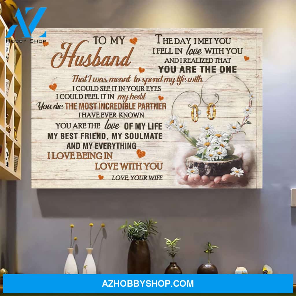 To husband - Daisy heart and ring couple - I love being in love with you - Couple Landscape Canvas Prints, Wall Art