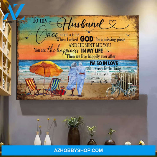 To Husband - In the sunset - You are the happiness in my life - Couple Landscape Canvas Prints - Wall Art