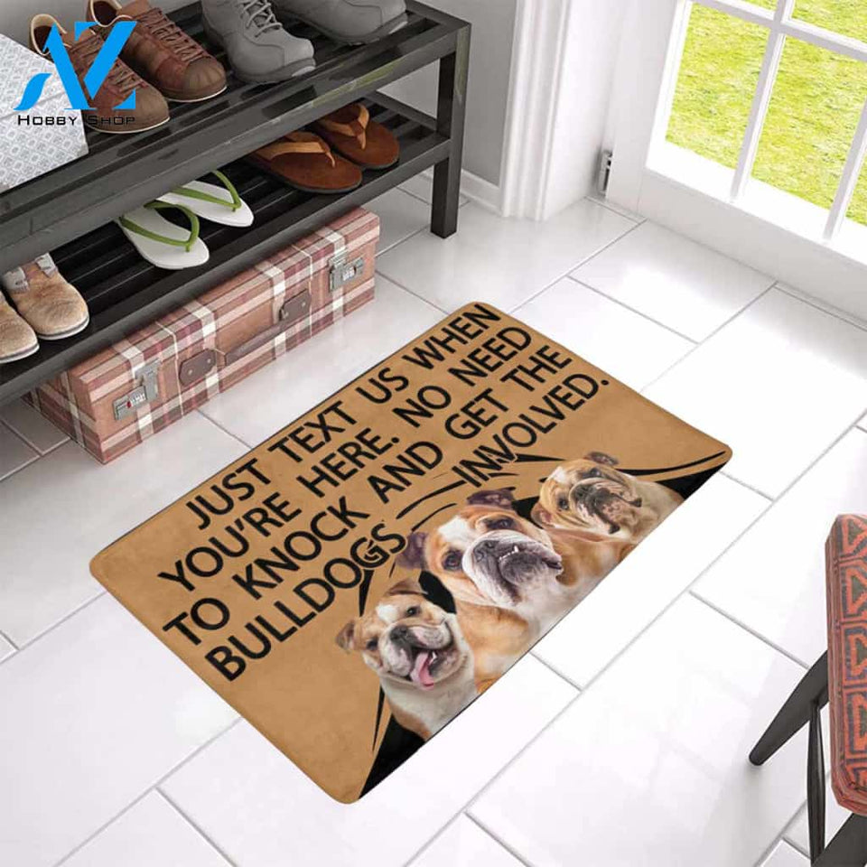 TO KNOCK AND GET THE BULLDOGS INVOLVED Doormat 23.6" x 15.7" | Welcome Mat | House Warming Gift