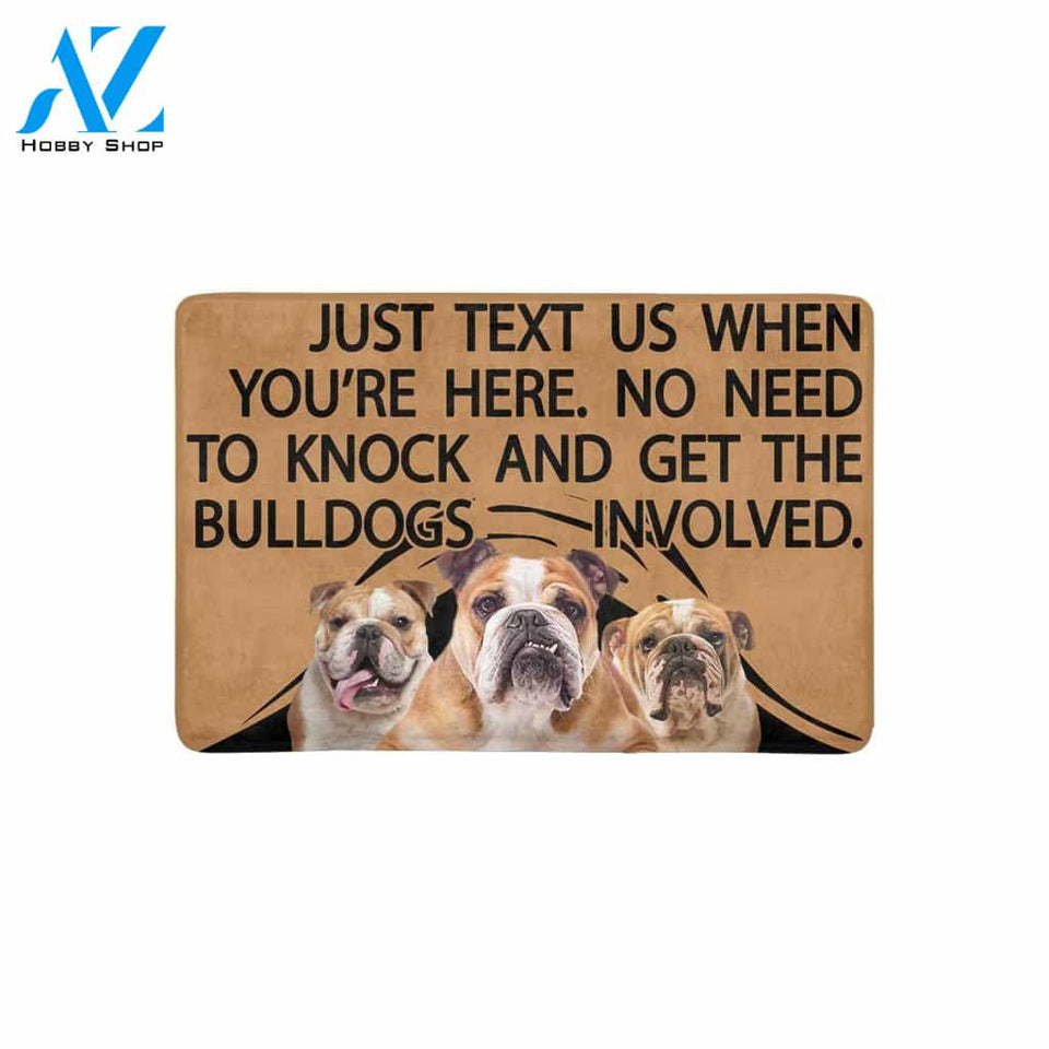 TO KNOCK AND GET THE BULLDOGS INVOLVED Doormat 23.6" x 15.7" | Welcome Mat | House Warming Gift