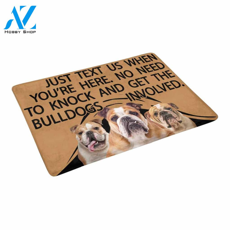 TO KNOCK AND GET THE BULLDOGS INVOLVED Doormat 23.6" x 15.7" | Welcome Mat | House Warming Gift