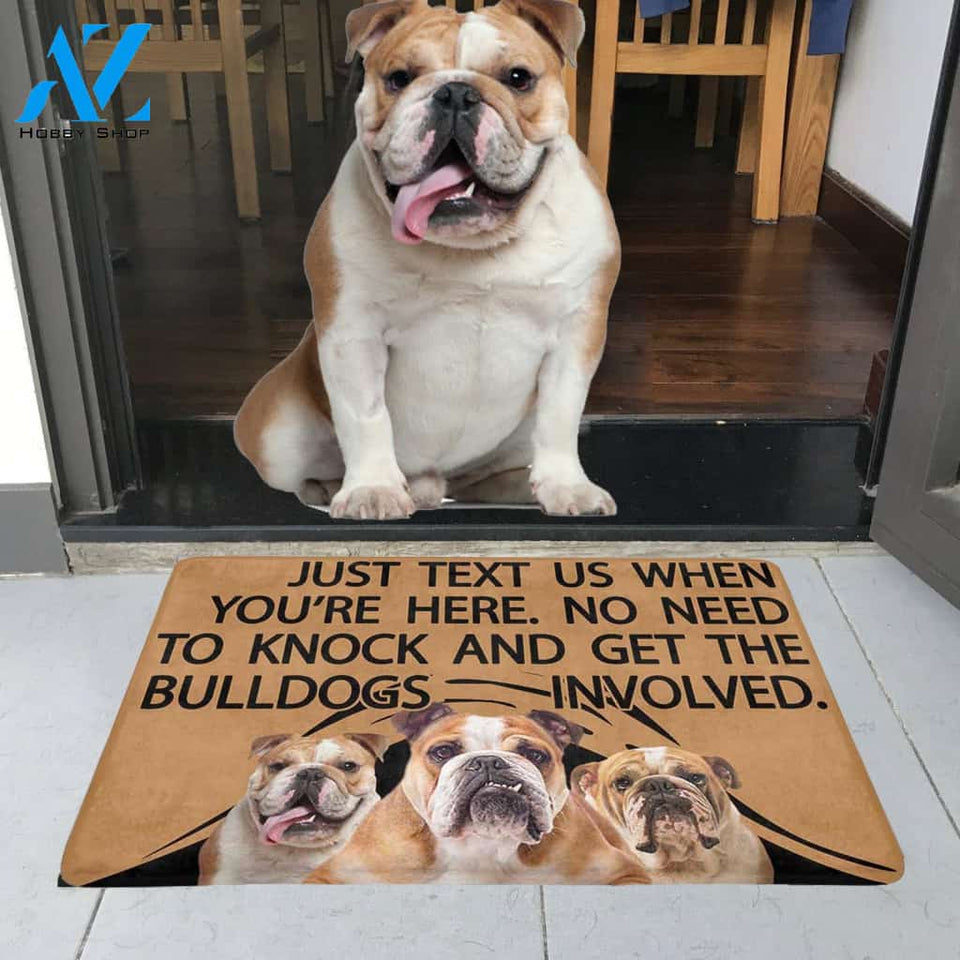 TO KNOCK AND GET THE BULLDOGS INVOLVED Doormat 23.6" x 15.7" | Welcome Mat | House Warming Gift