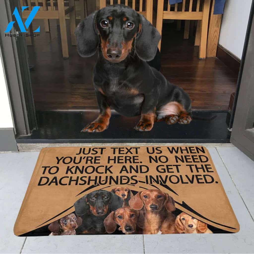 TO KNOCK AND GET THE DACHSHUNDS INVOLVED Doormat 23.6