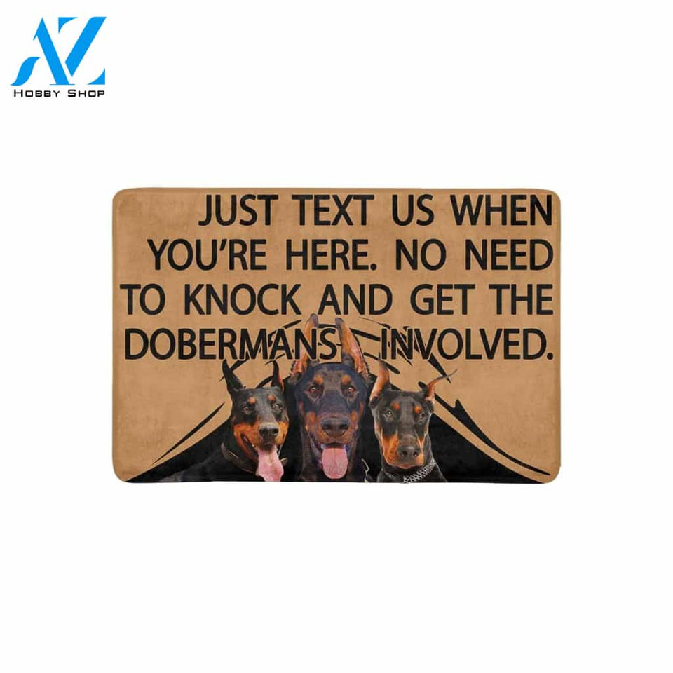 TO KNOCK AND GET THE DOBERMANS INVOLVED Doormat 23.6" x 15.7" | Welcome Mat | House Warming Gift
