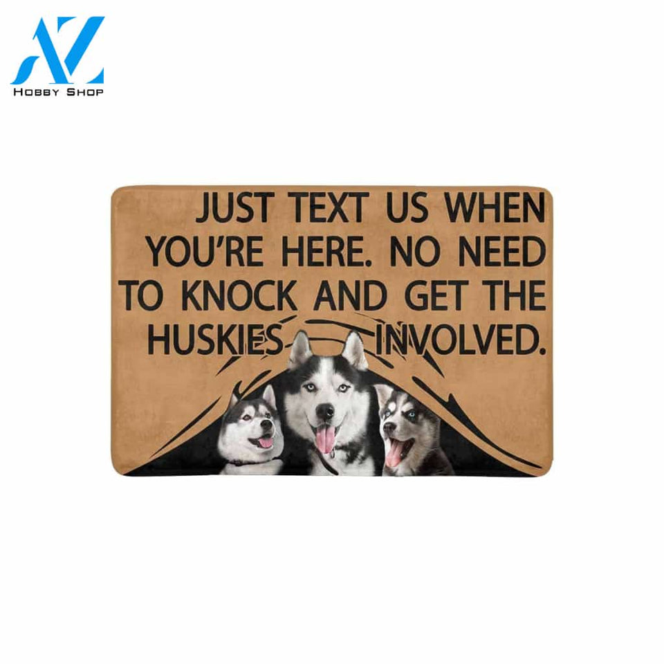 TO KNOCK AND GET THE HUSKIES INVOLVED Doormat 23.6" x 15.7" | Welcome Mat | House Warming Gift