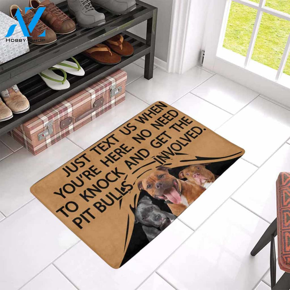 TO KNOCK AND GET THE PIT BULLS INVOLVED Doormat 23.6" x 15.7" | Welcome Mat | House Warming Gift
