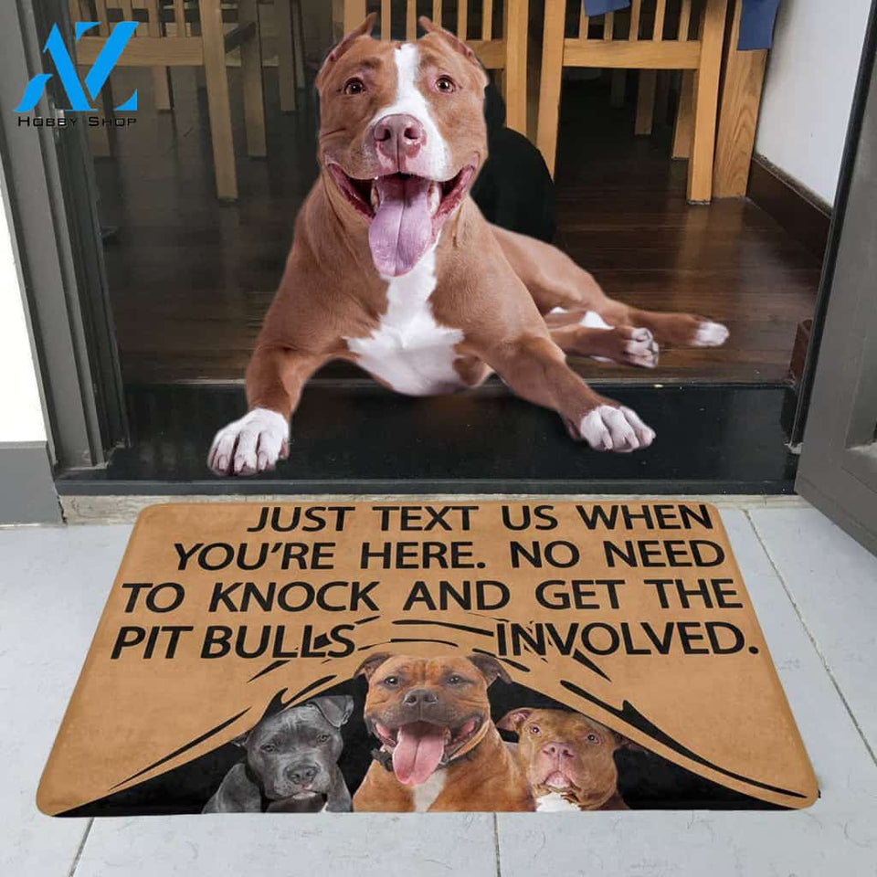 TO KNOCK AND GET THE PIT BULLS INVOLVED Doormat 23.6" x 15.7" | Welcome Mat | House Warming Gift