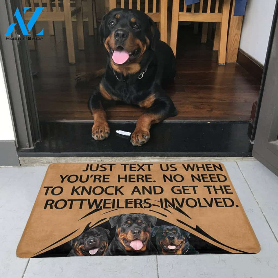 TO KNOCK AND GET THE ROTTWEILERS INVOLVED Doormat 23.6" x 15.7" | Welcome Mat | House Warming Gift