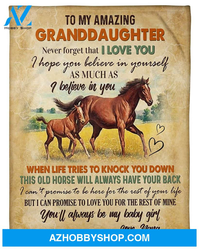 Personalized To My Amazing Granddaughter Horse Fleece Blanket From Nana Never Forget That I Love You Great Customized Blanket For Birthday Christmas Thanksgiving