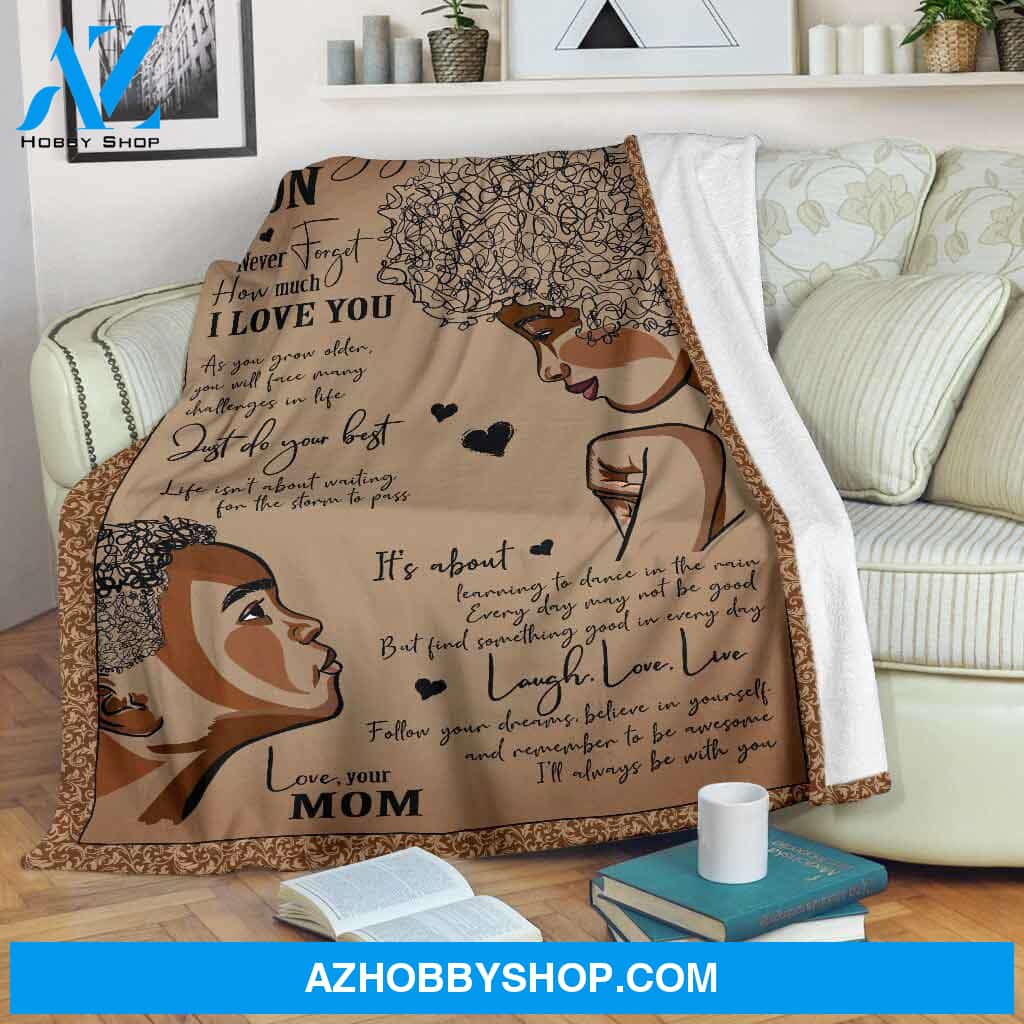 To My Amazing Son Just Do Your Best - African American Blanket Gift For Son From Mom Home Decor Bedding Couch Sofa Soft and Comfy Cozy