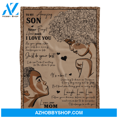 To My Amazing Son Just Do Your Best - African American Blanket Gift For Son From Mom Home Decor Bedding Couch Sofa Soft and Comfy Cozy