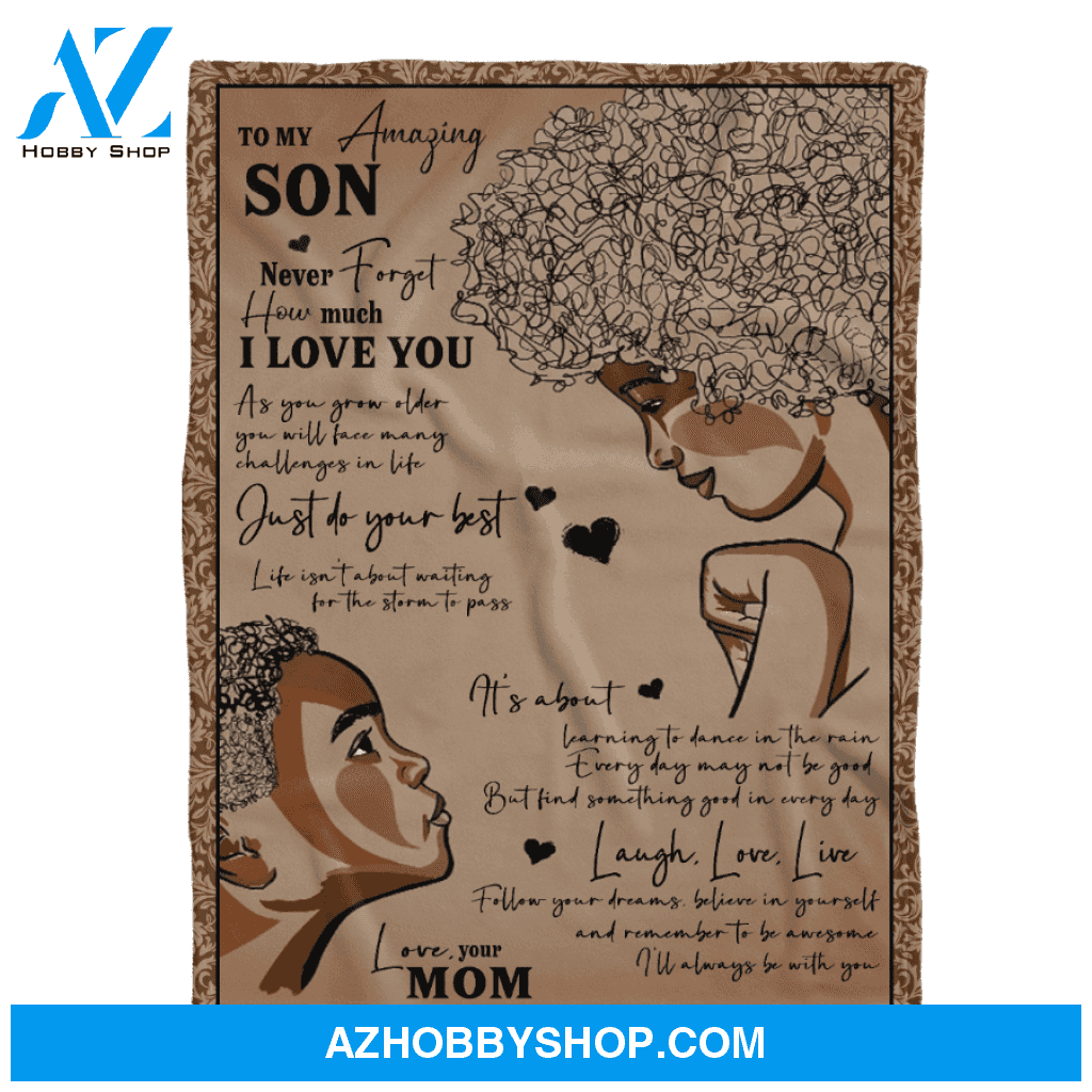 To My Amazing Son Just Do Your Best - African American Blanket Gift For Son From Mom Home Decor Bedding Couch Sofa Soft and Comfy Cozy